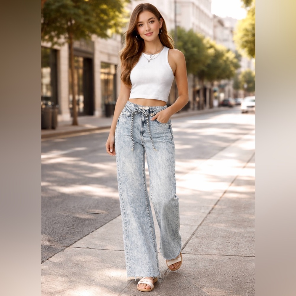 Kensie High Rise Wide Leg Jeans. - Picture 10 of 16